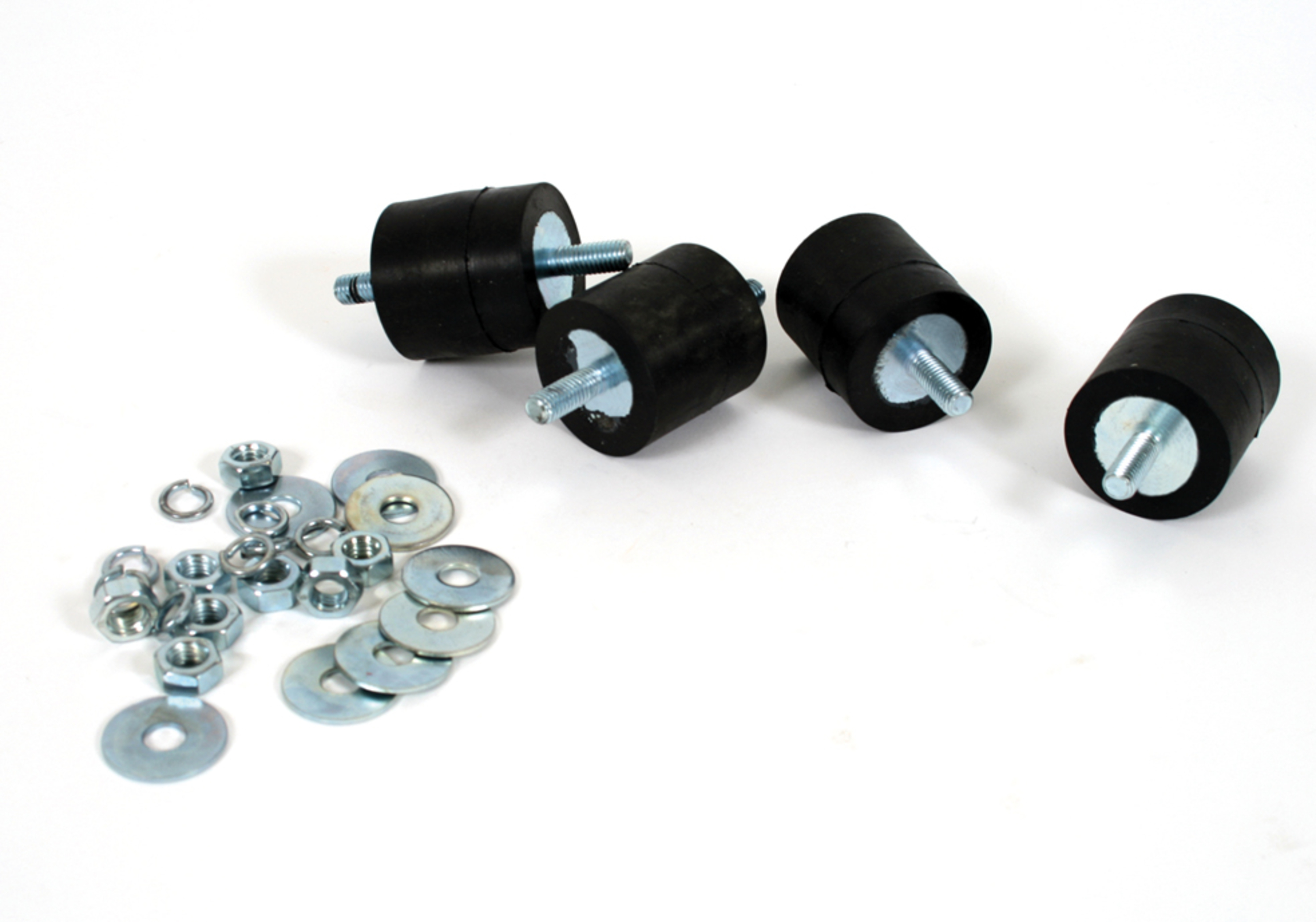 Vibrasjonsdempere, komplett sett store dempere. 4 stk. Ø 8 mm 40/50x34 mm (70-150 kg)