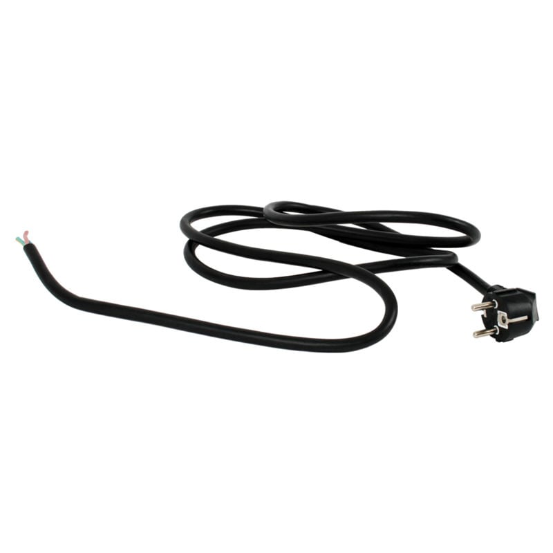 Jordet kabel med støpsel 2,5 m, sort. 1,5 mm² / 16 A