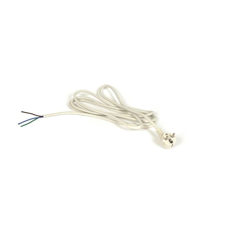 Jordet kabel med st&#248;psel 3 m, hvit. 1,5 m&#178; / 16 A