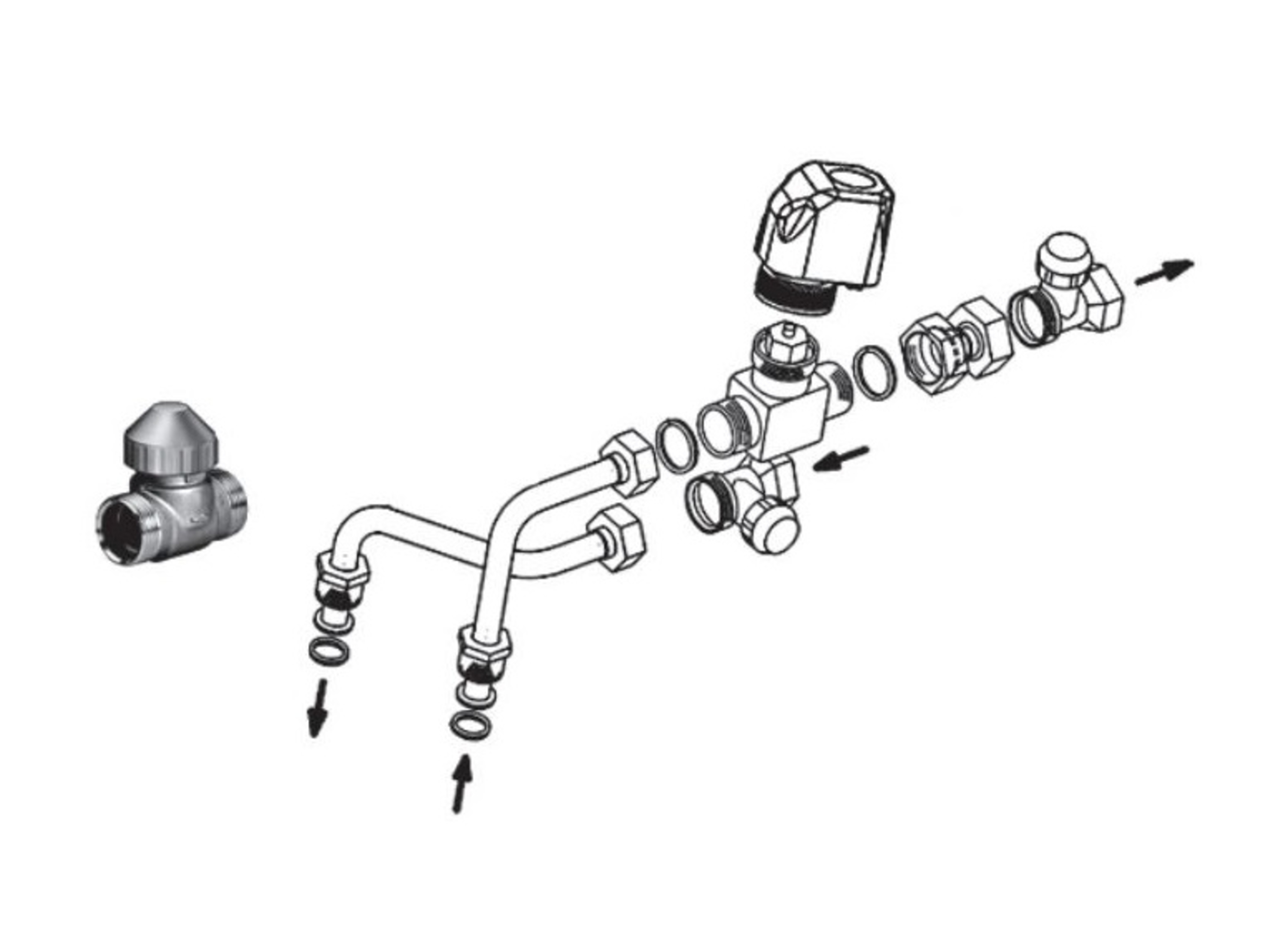 2-veisventil inkl. komplett montasjekit til Skystar 12-22-32, umontert