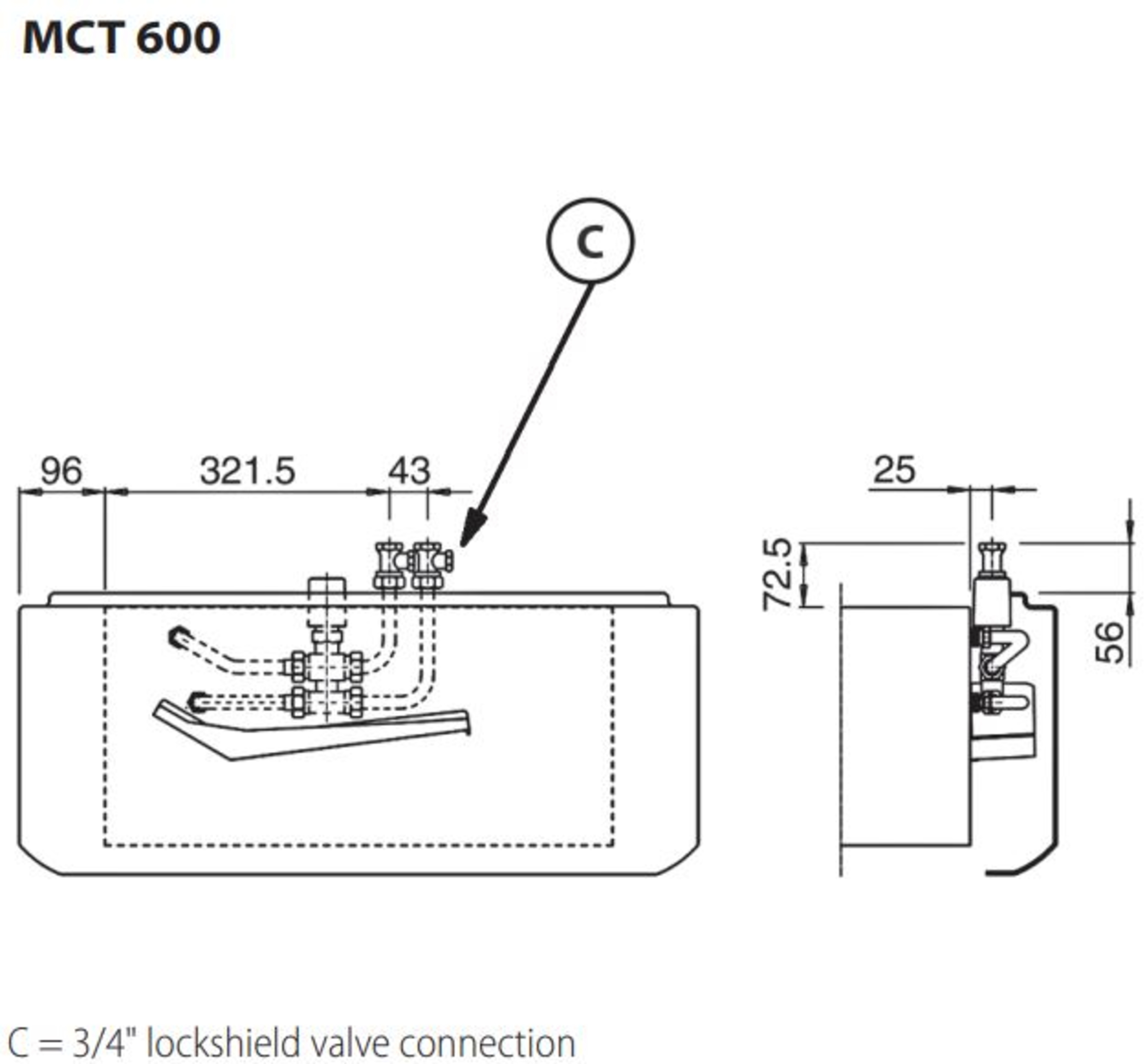 Sabiana 3V2T1-3MCT 3-veisventil m/tilkoblingssett