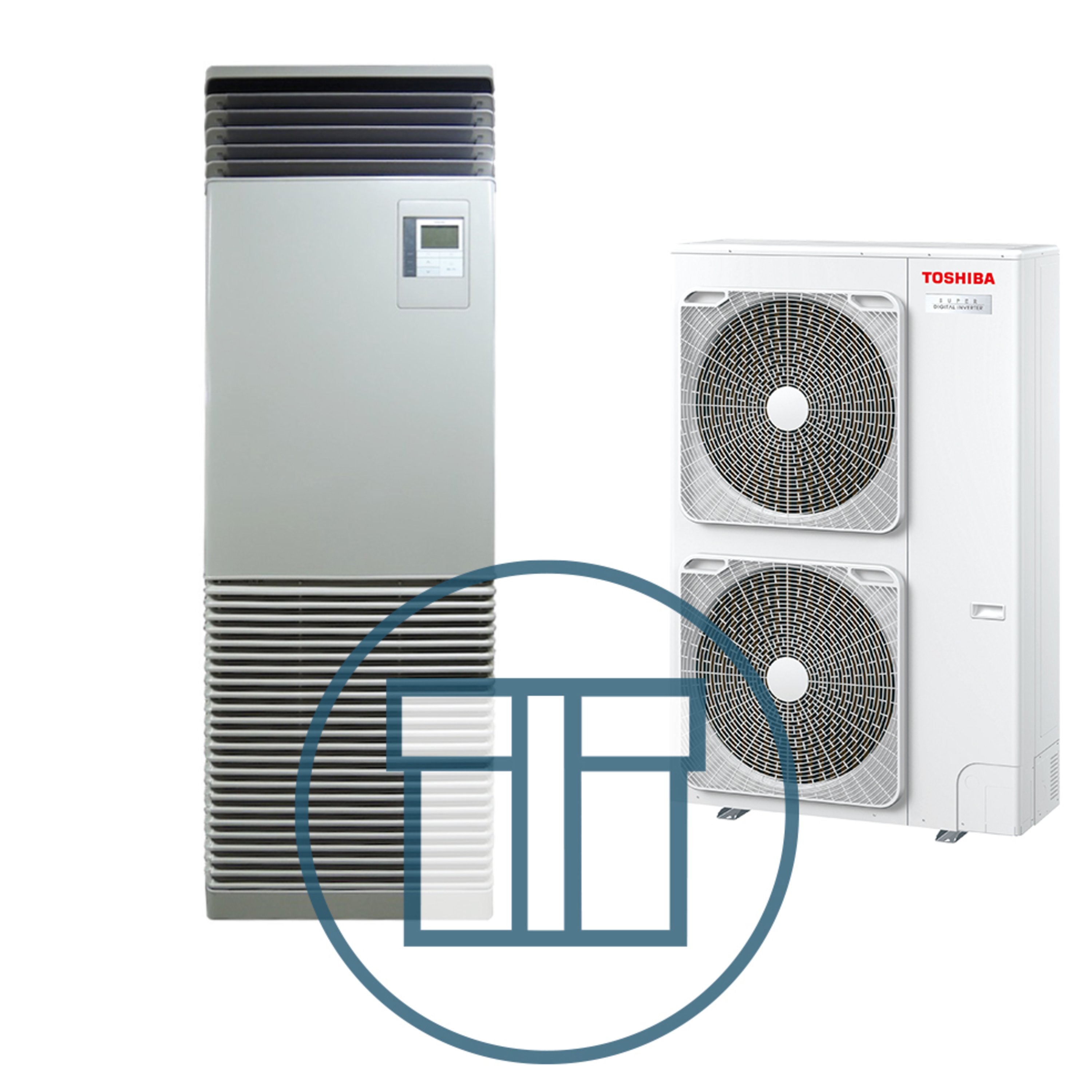 Super Digital Inverter 1401 m/ gulvstående innedel, systempakke luft-luft varmepumpe