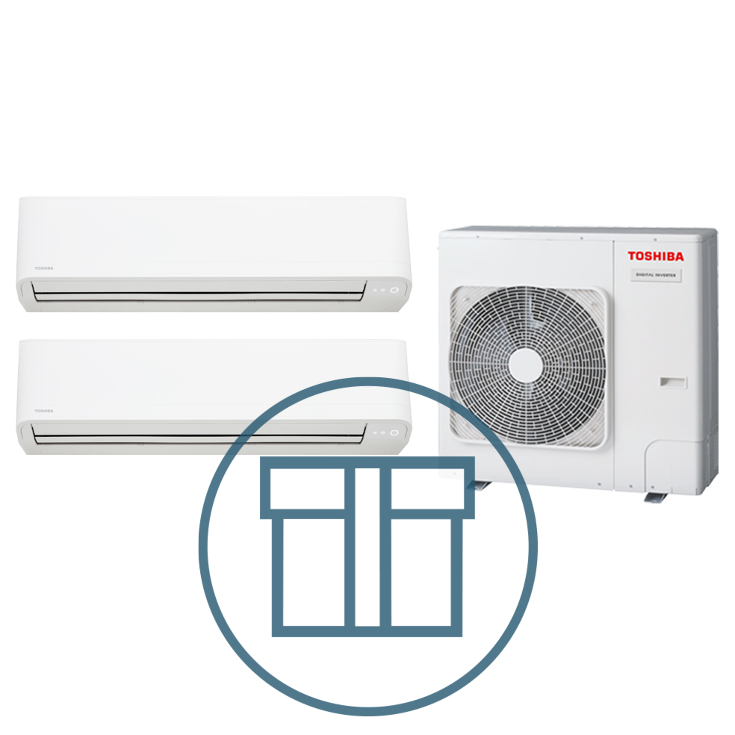 Digital Inverter 1101 m/ 2 x kompakt veggmodell, systempakke luft-luft varmepumpe