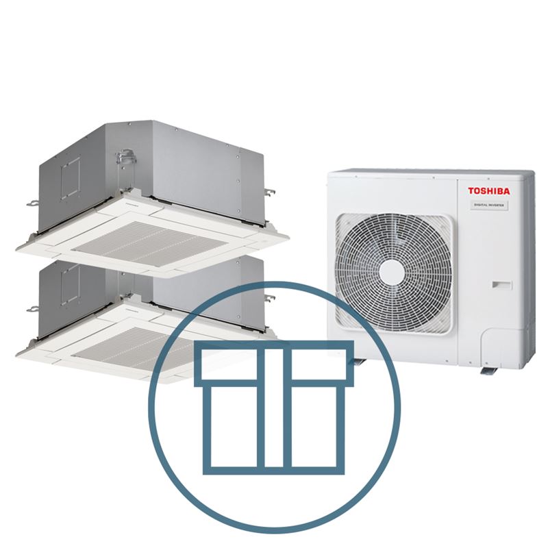 Digital Inverter 1101, m/2 x 4-veis minikassett, systempakke luft-luft varmepumpe
