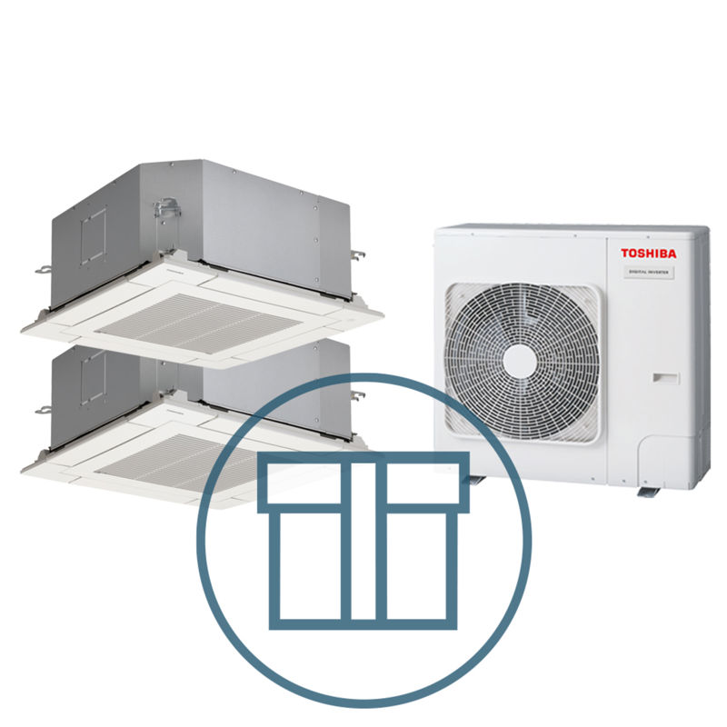 Digital Inverter 1101 m/ 2 x 4-veis minikassett, hvit, systempakke luft-luft varmepumpe