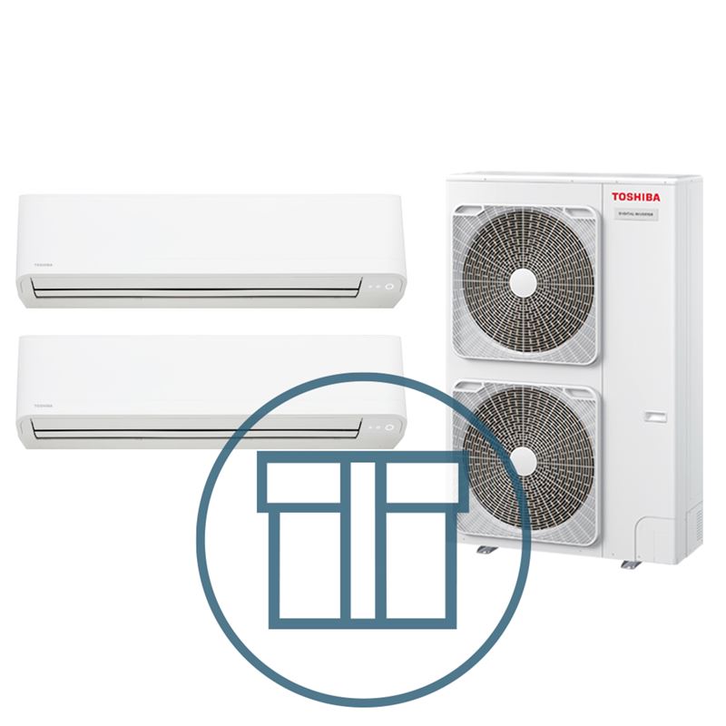 Digital Inverter 1601, m/2 x kompakt veggmodell, systempakke luft-luft varmepumpe