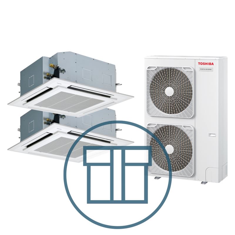 Digital Inverter 1601, m/2 x 4-veis takkassett, systempakke luft-luft varmepumpe