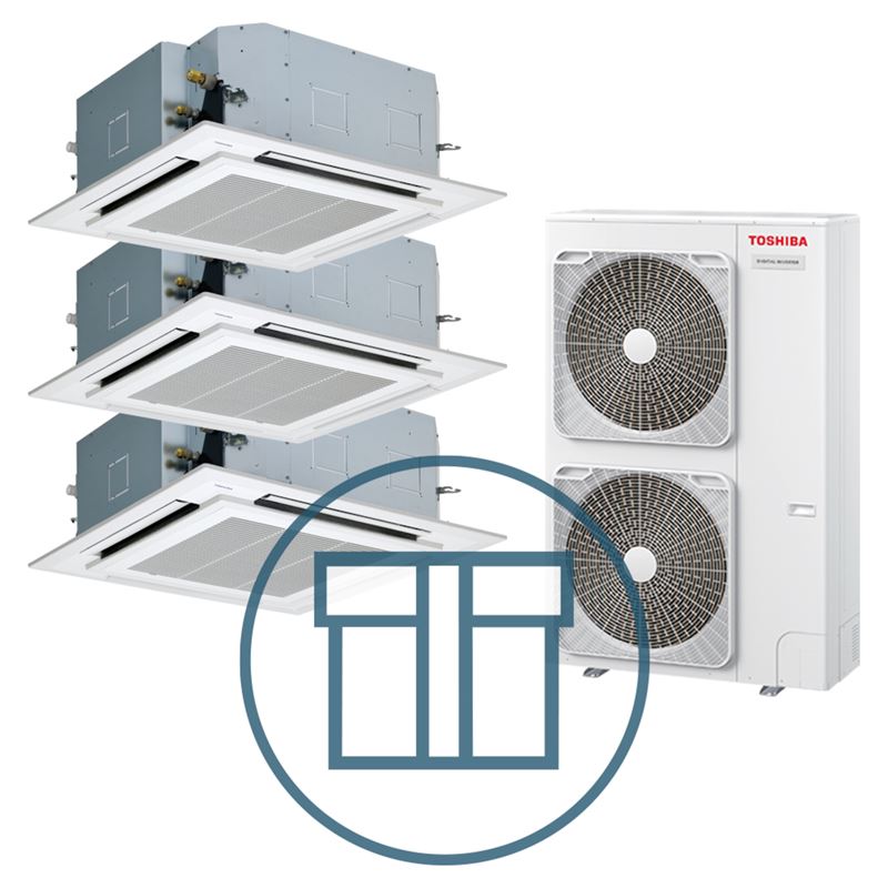 Digital Inverter 1601, m/3 x 4-veis takkassett, systempakke luft-luft varmepumpe