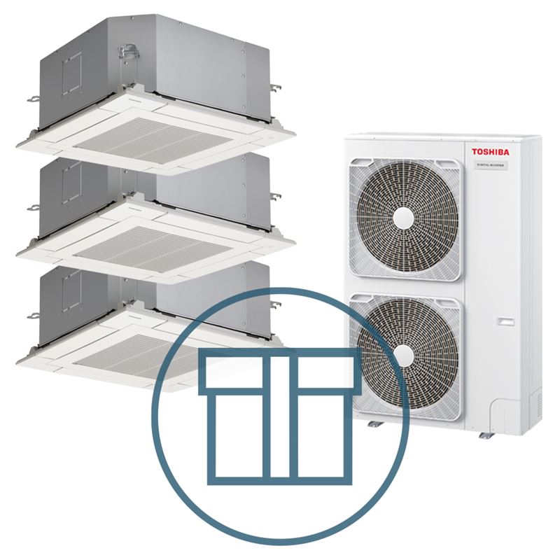 Digital Inverter 1601, m/3 x 4-veis minikassett, systempakke luft-luft varmepumpe