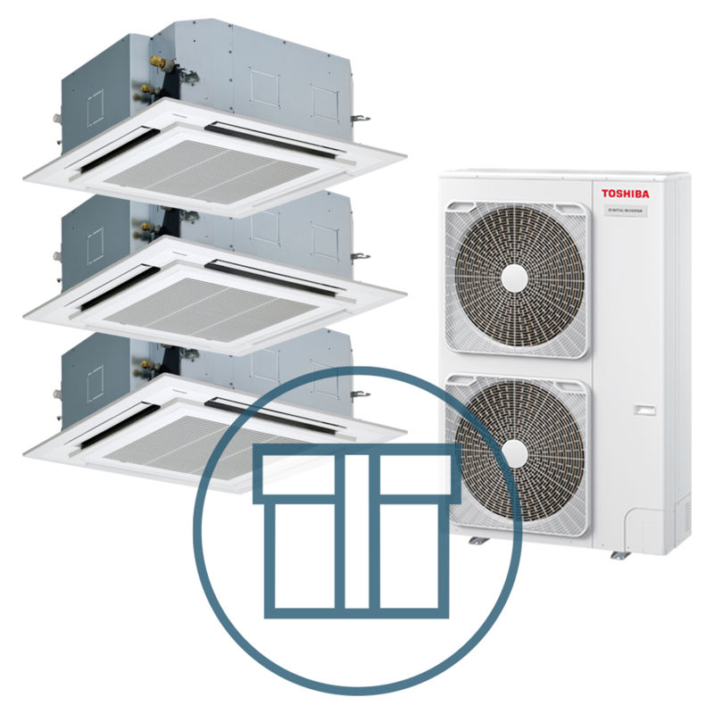 Digital Inverter BIG 2241 m/ 3 x 4-veis takkassett, systempakke luft-luft varmepumpe