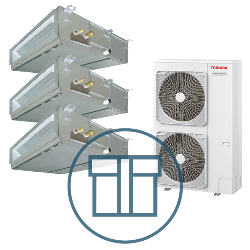 Digital Inverter BIG 2241 m/ 3 x kanalmodell, systempakke luft-luft varmepumpe