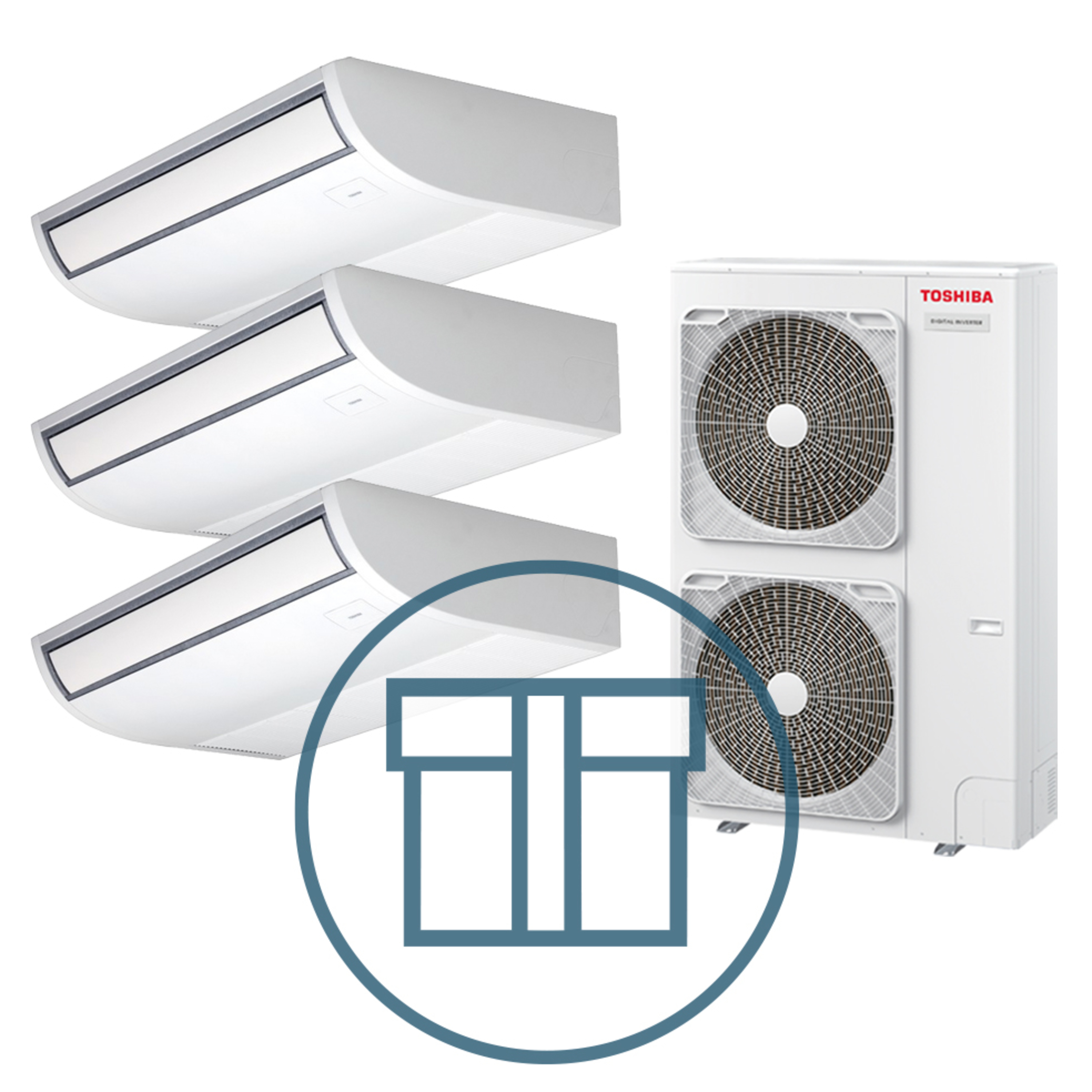 Digital Inverter BIG 2801 m/ 3 x takmodell, systempakke luft-luft varmepumpe