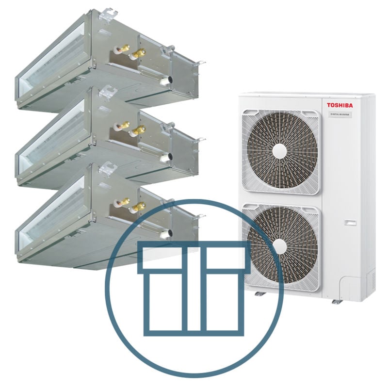 Digital Inverter BIG 2801 m/ 3 x kanalmodell, systempakke luft-luft varmepumpe