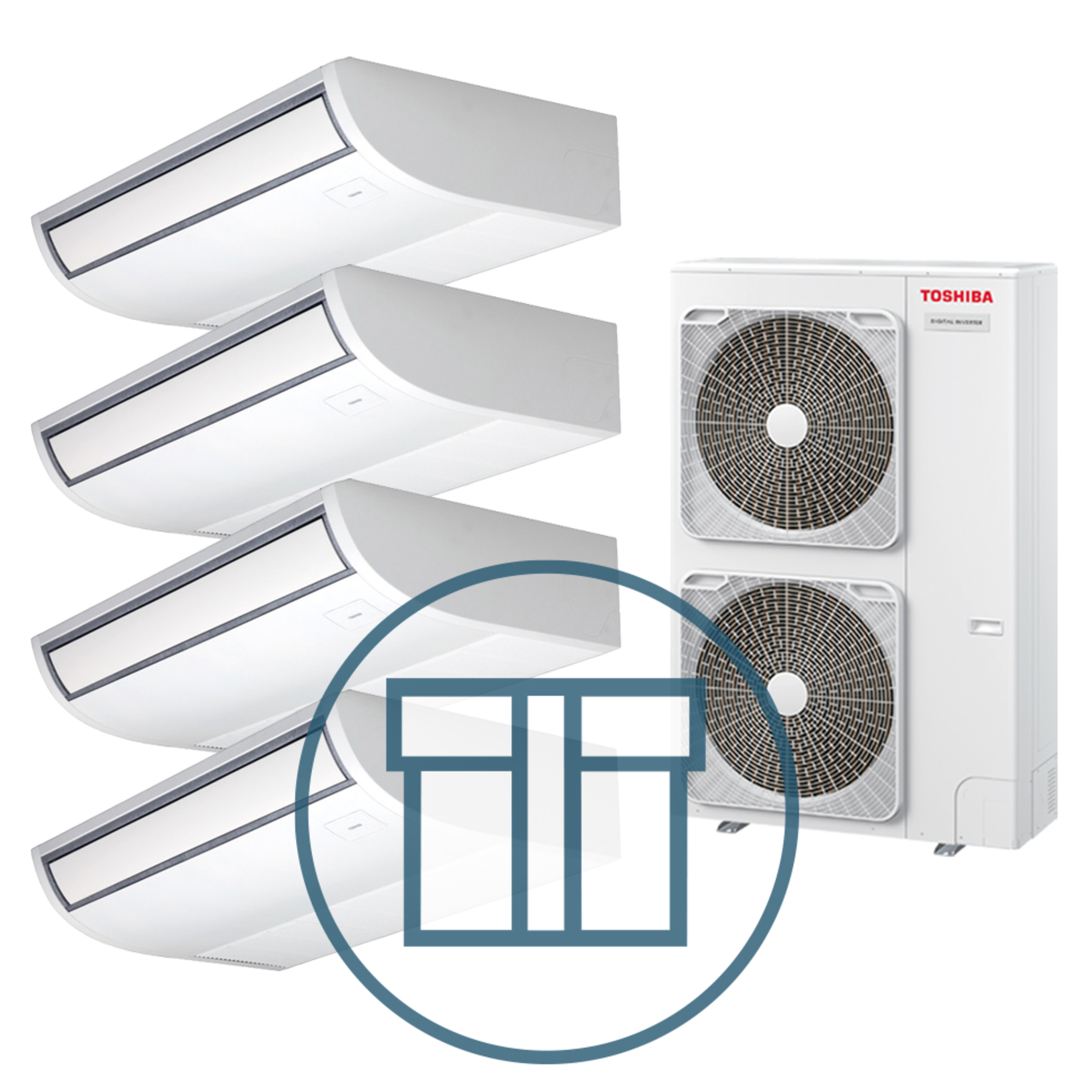 Digital Inverter BIG 2801 m/ 4 x takmodell, systempakke luft-luft varmepumpe