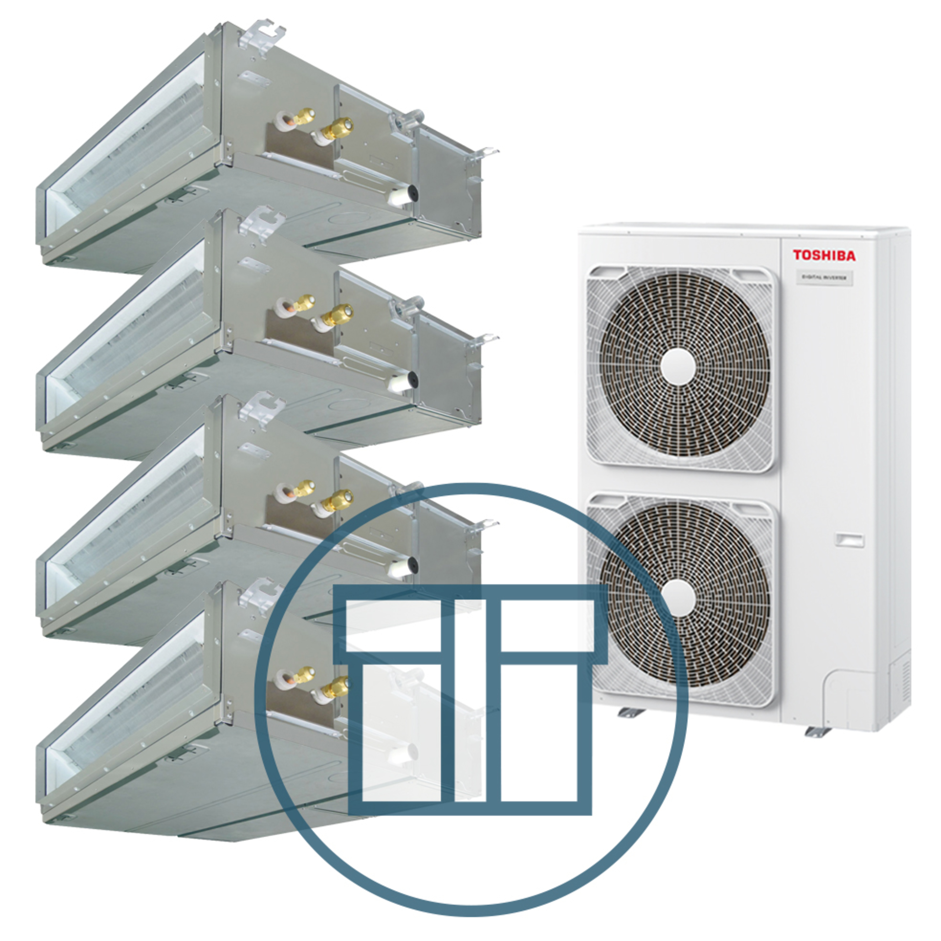 Digital Inverter BIG 2801 m/ 4 x kanalmodell, systempakke luft-luft varmepumpe