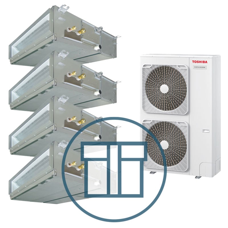 Digital Inverter BIG 2801 m/ 4 x kanalmodell, systempakke luft-luft varmepumpe