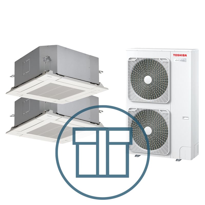 Super Digital Inverter 1101, m/ 2 x 4-veis minikassett, systempakke luft-luft varmepumpe