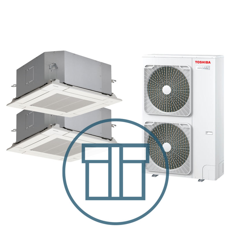 Super Digital Inverter 1101, m/ 2 x 4-veis minikassett, hvit, systempakke luft-luft varmepumpe