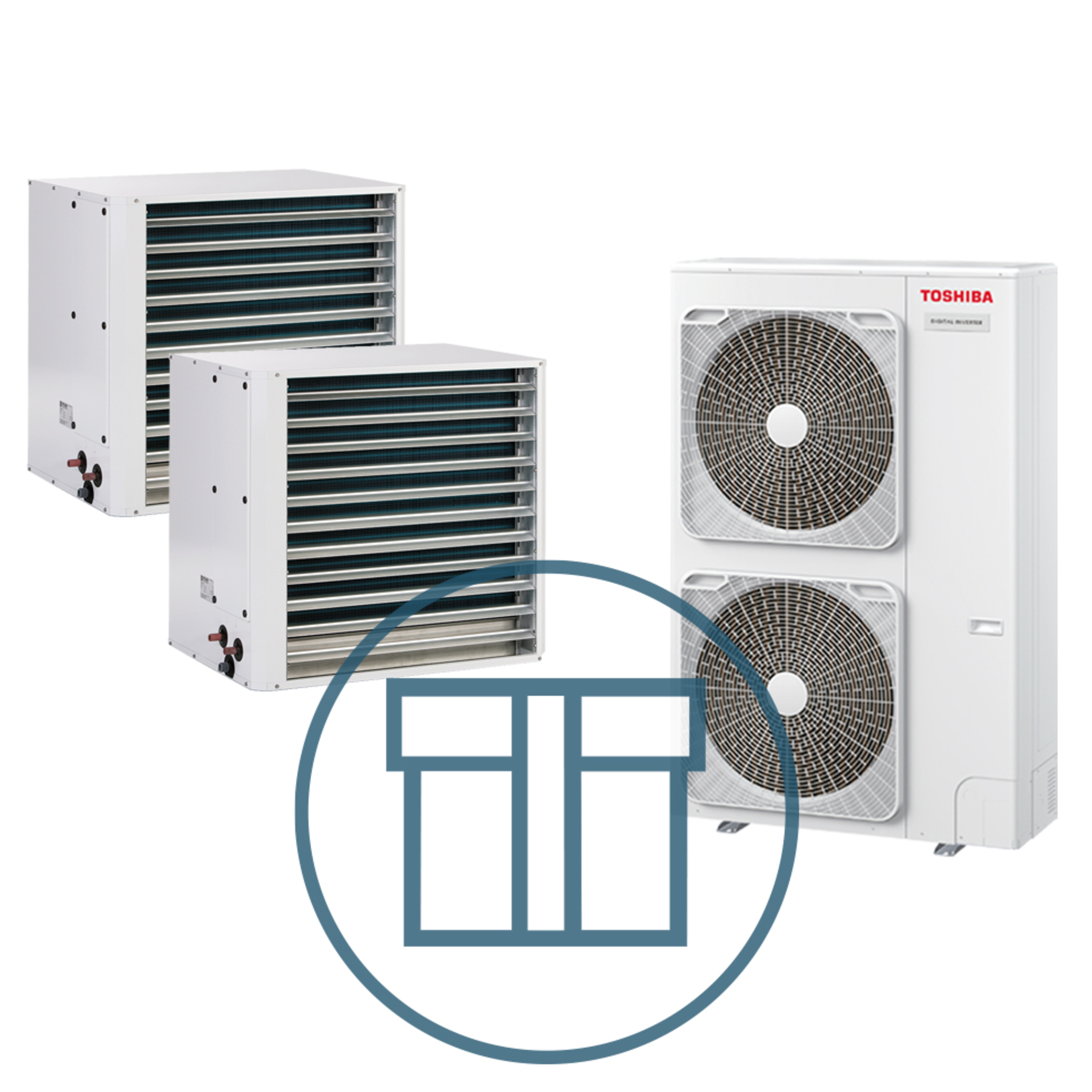 Digital Inverter BIG 2801 m/ 2 x aerotemper, systempakke luft-luft varmepumpe