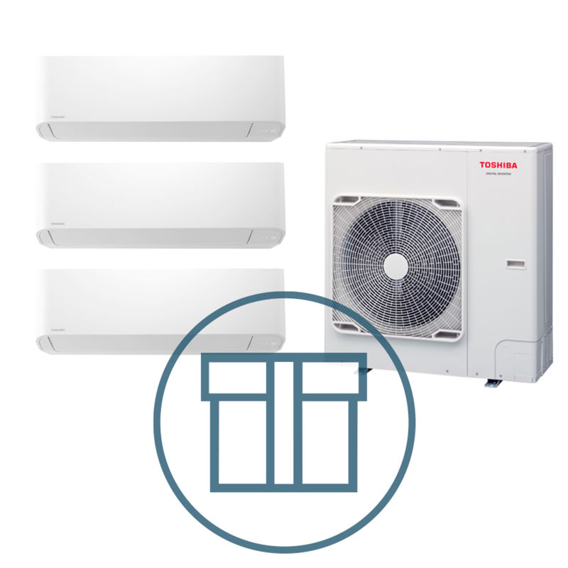 Digital Inverter 1602, m/ 3 x kompakt veggmodell, systempakke luft-luft varmepumpe