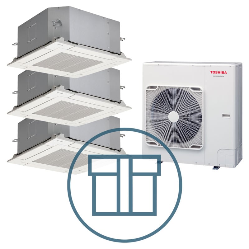 Digital Inverter 1602, m/ 3 x 4-veis minikassett, hvit, systempakke luft-luft varmepumpe