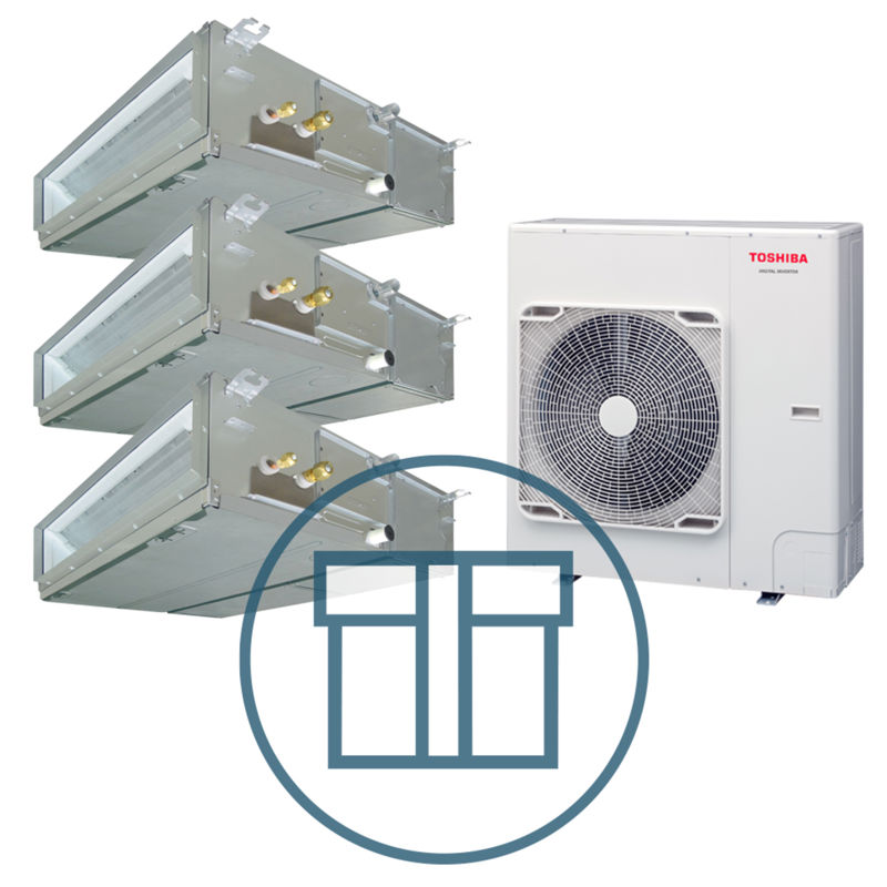 Digital Inverter 1602 m/ 3 x kanalmodell, systempakke luft-luft varmepumpe