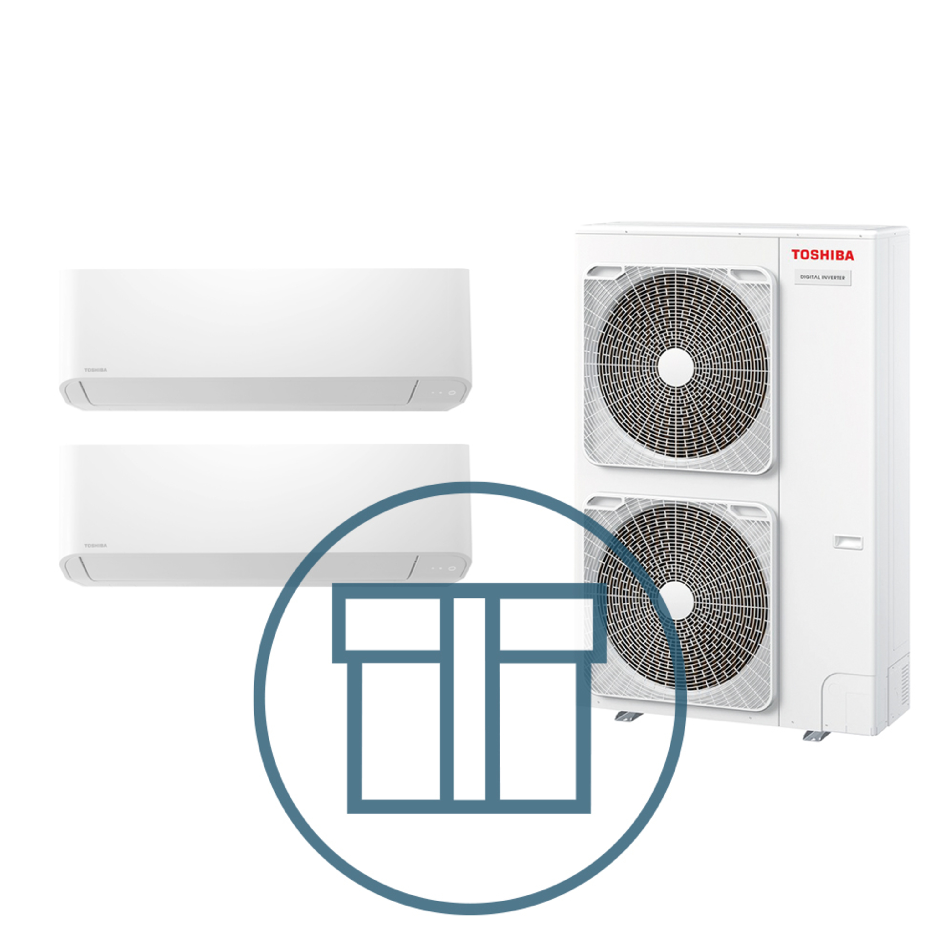 Digital Inverter BIG 2241 m/ 2 x kompakt veggmodell, systempakke luft-luft varmepumpe