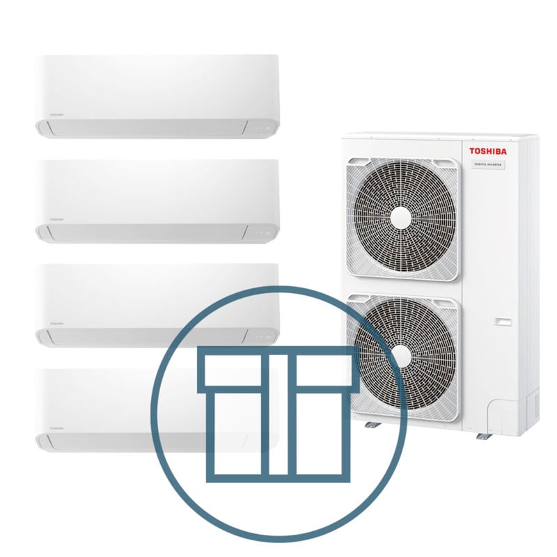 Digital Inverter BIG 2241 m/ 4x kompakt veggmodell, systempakke luft-luft varmepumpe