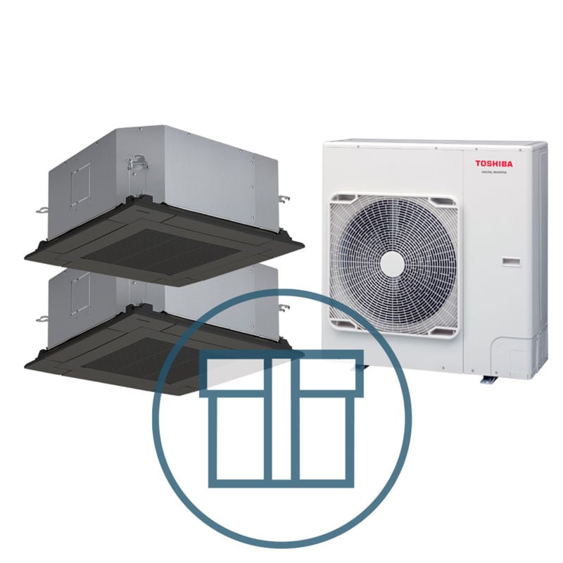 Digital Inverter 1102 m/ 2 x 4-veis minikassett, sort, systempakke luft-luft varmepumpe