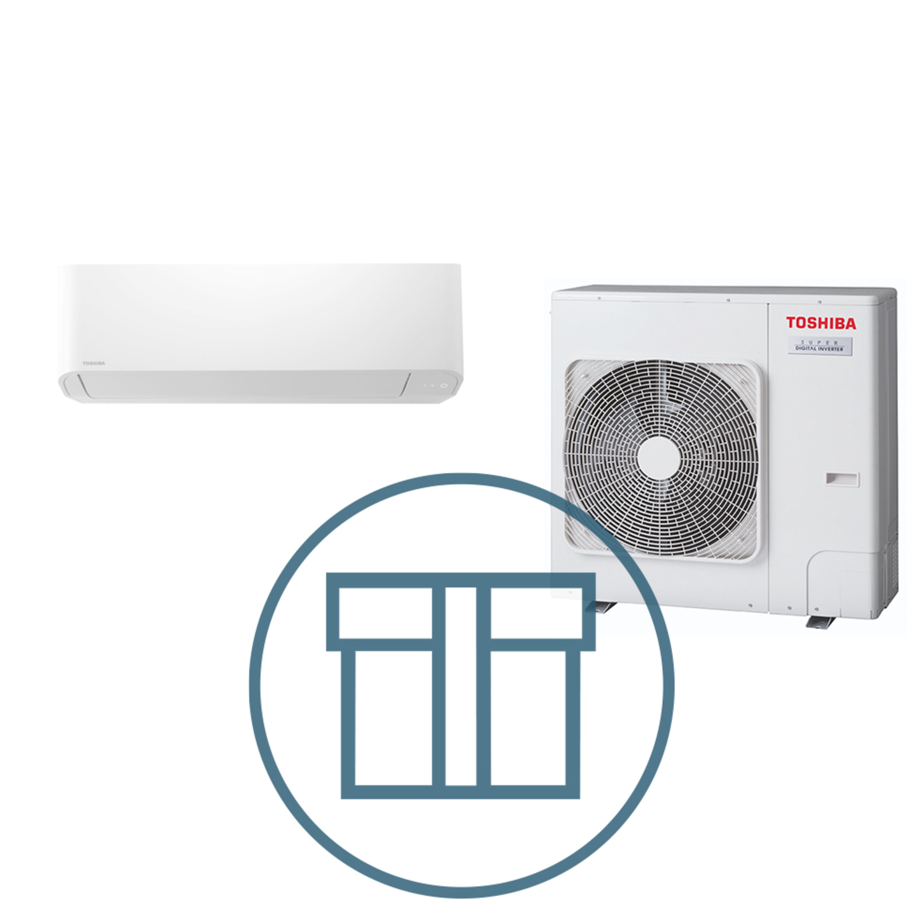 Super Digital Inverter 801 m/ kompakt veggmodell, systempakke luft-luft varmepumpe