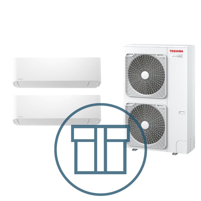 Super Digital Inverter 1101 m/ 2 x kompakt veggmodell, systempakke luft-luft varmepumpe