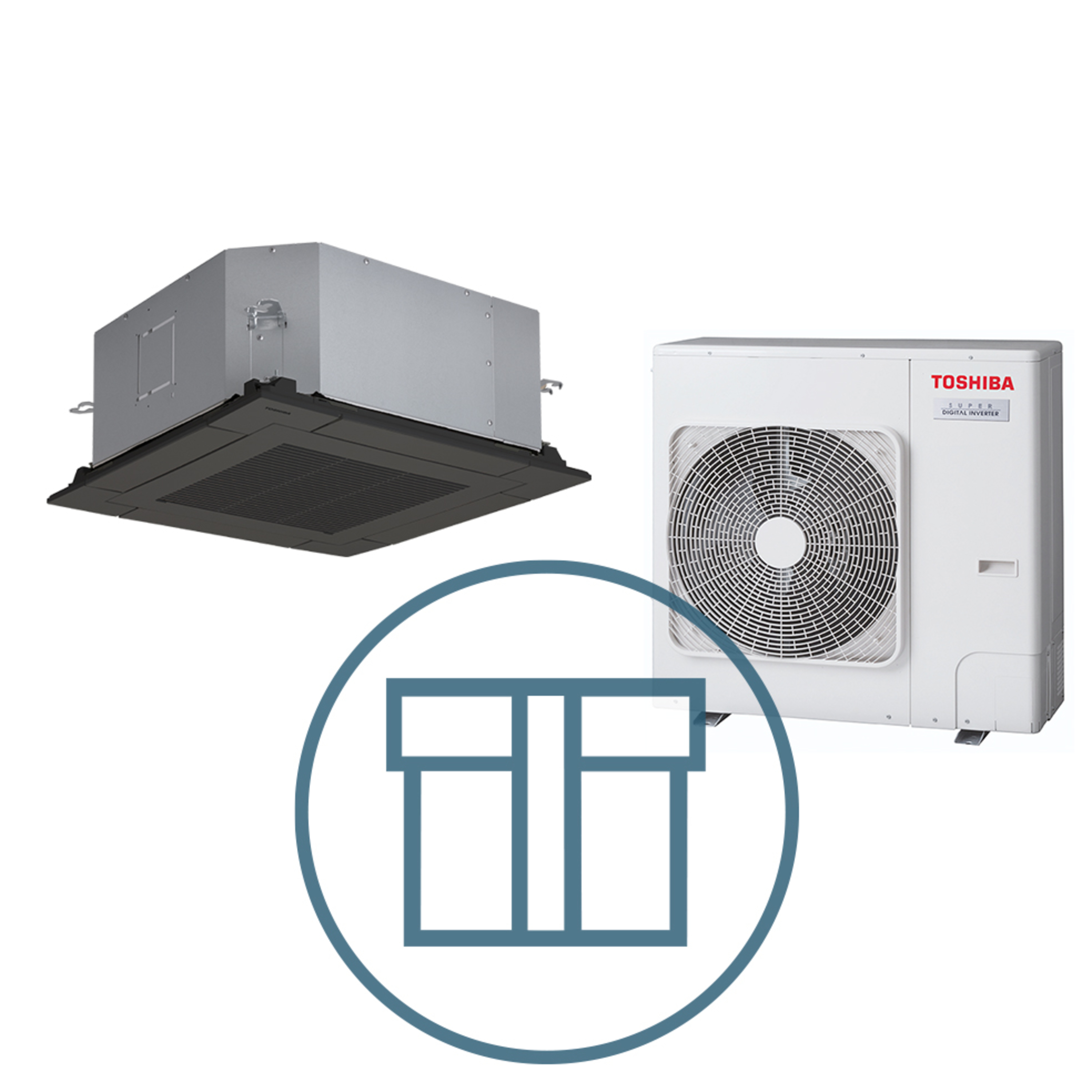 Super Digital Inverter 801 m/ 4-veis takkassett, sort, systempakke luft-luft varmepumpe