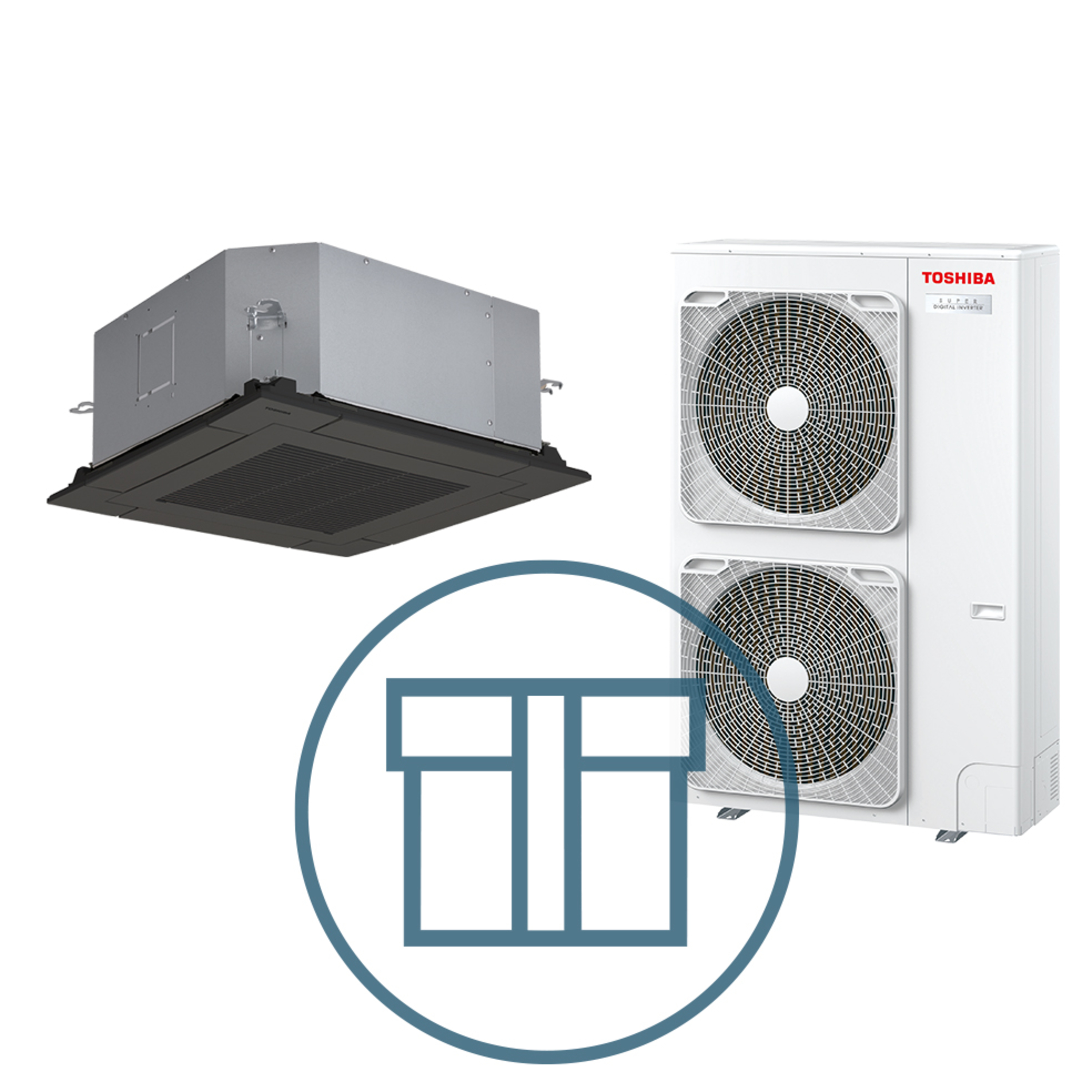 Super Digital Inverter 1401 m/ 4-veis takkassett, sort, systempakke luft-luft varmepumpe