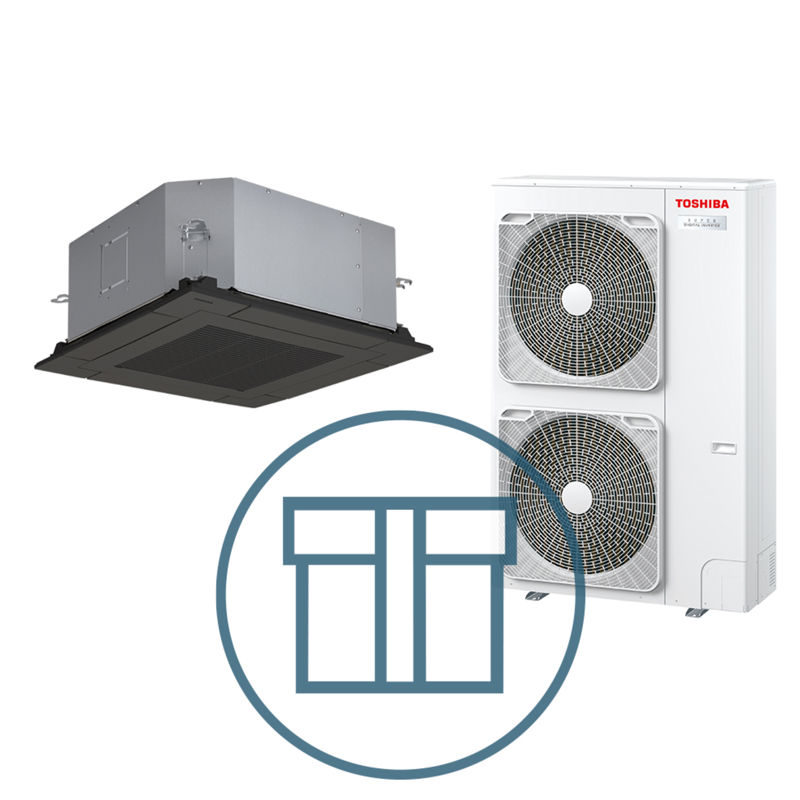 Super Digital Inverter 1401 m/ 4-veis takkassett, sort, systempakke luft-luft varmepumpe