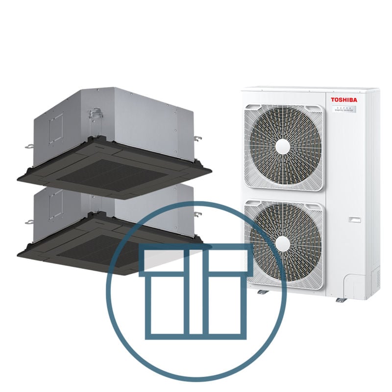 Super Digital Inverter 1101, m/ 2 x 4-veis minikassett, sort, systempakke luft-luft varmepumpe