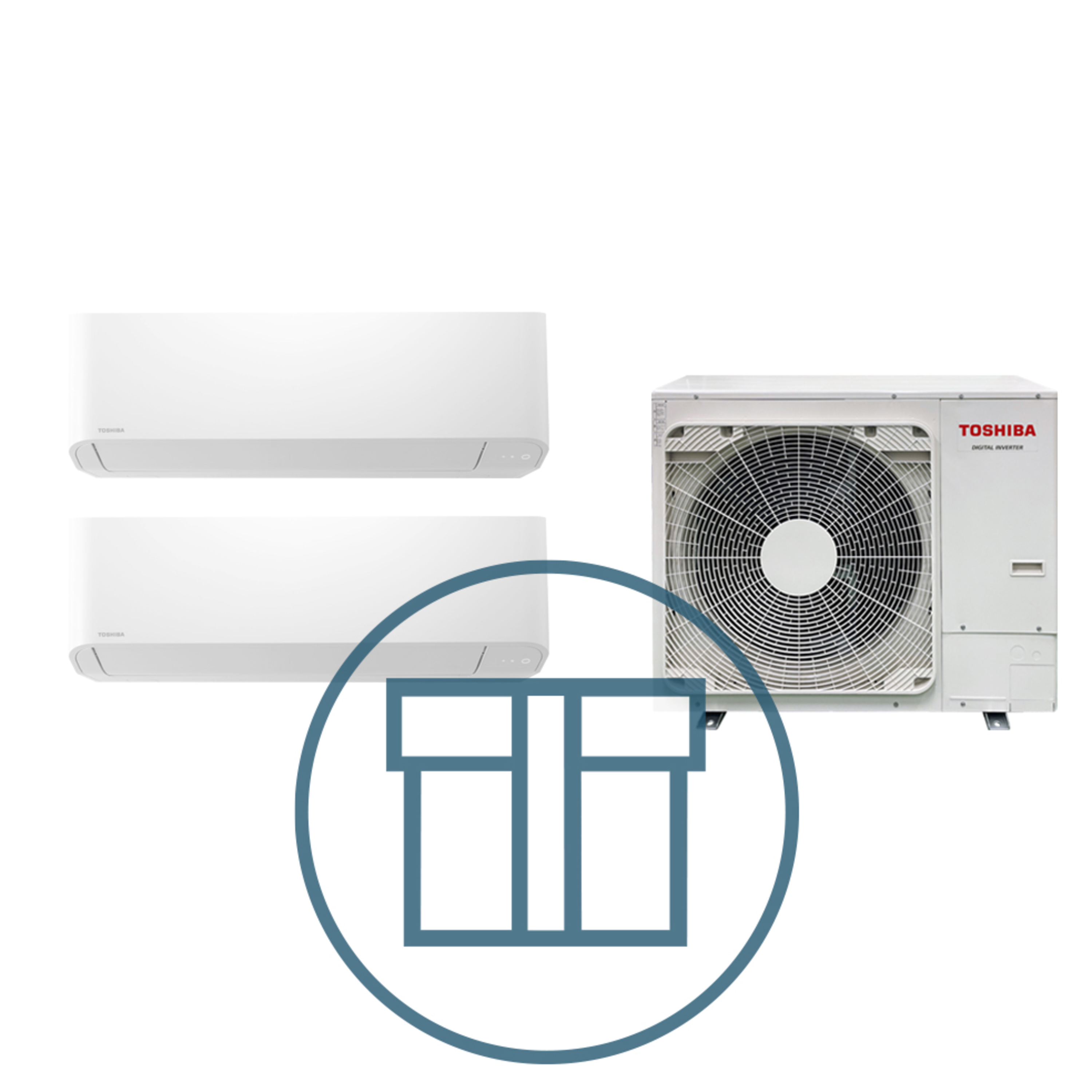 Digital Inverter BIG 2243 m/ 2 x veggmodell, systempakke luft-luft varmepumpe