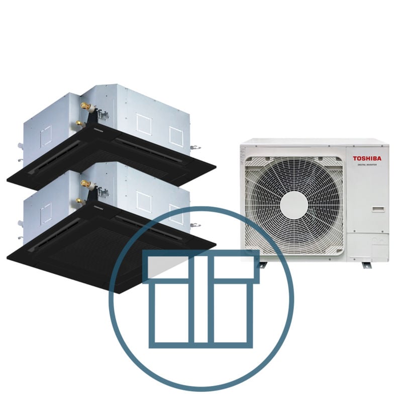 Digital Inverter BIG 2243 m/ 2 x 4-veis takkassett, sort, systempakke luft-luft varmepumpe