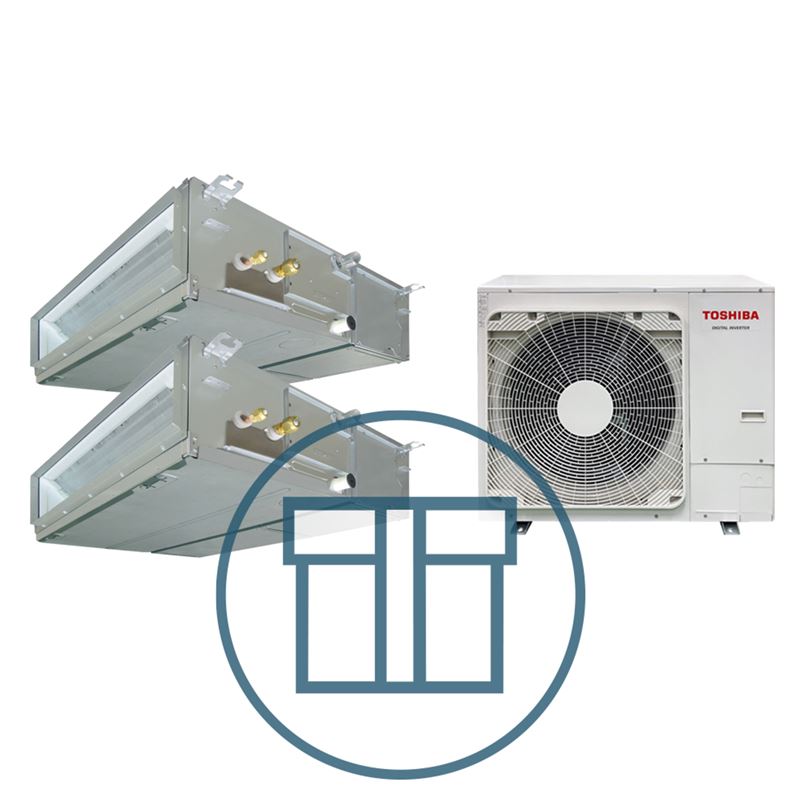 Digital Inverter BIG 2243 m/ 2 x kanalmodell, systempakke luft-luft varmepumpe