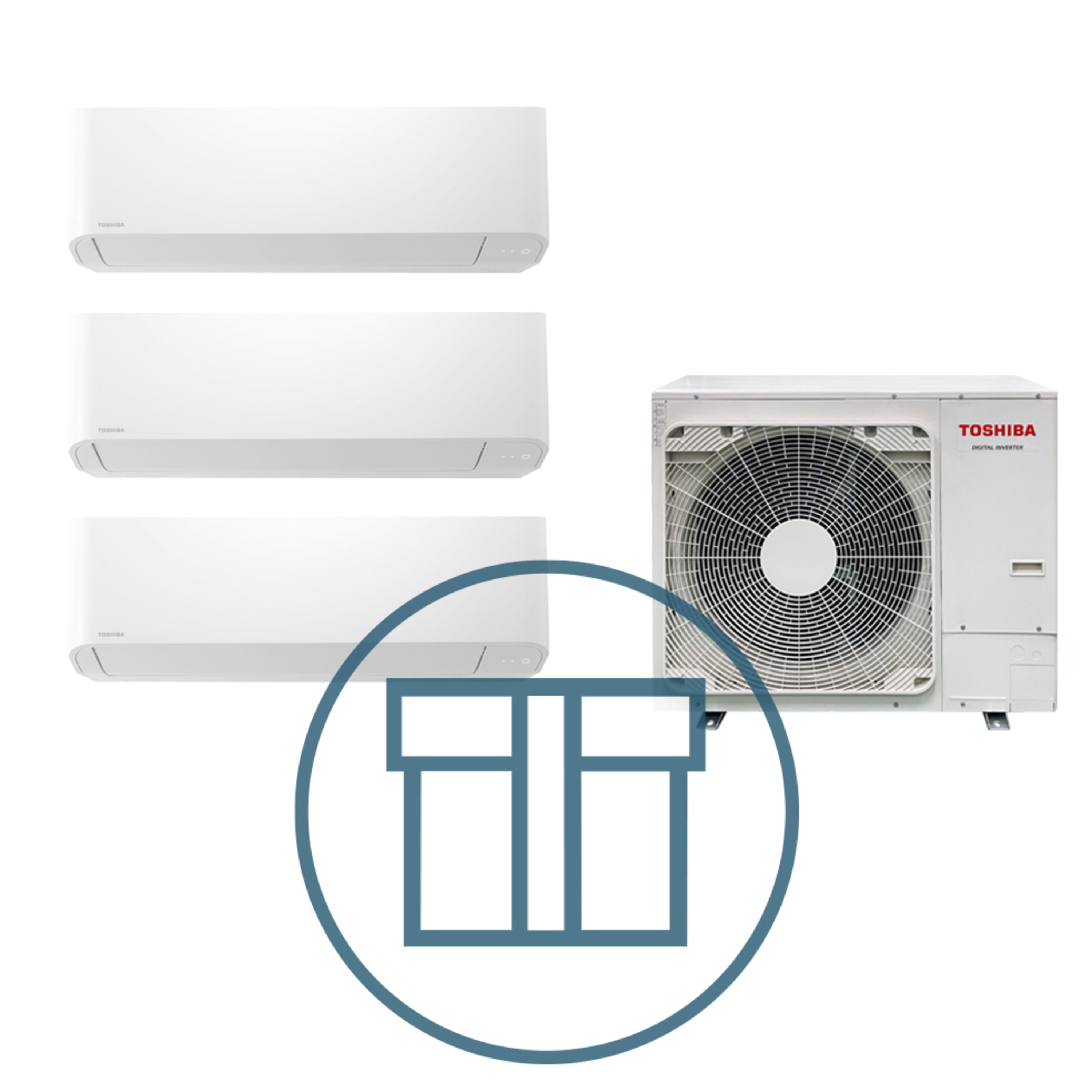 Digital Inverter BIG 2803 m/ 3 x veggmodell, systempakke luft-luft varmepumpe