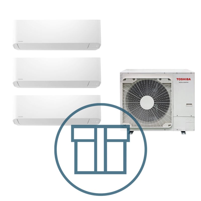 Digital Inverter BIG 2803 m/ 3 x veggmodell, systempakke luft-luft varmepumpe