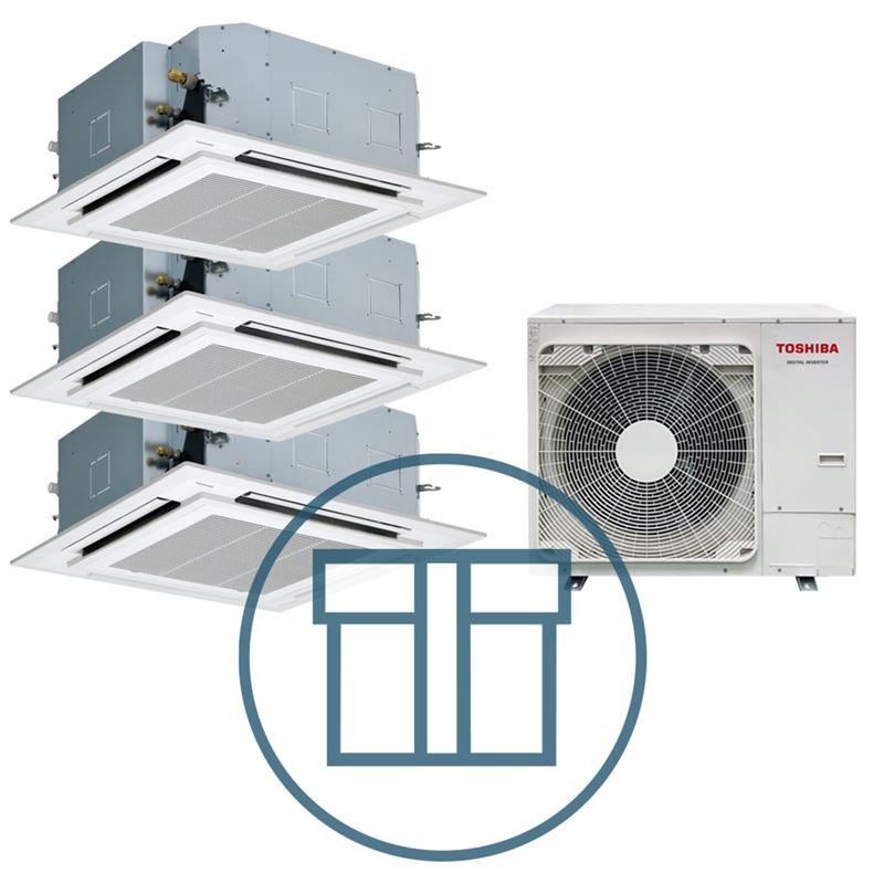 Digital Inverter BIG 2243 m/ 3 x 4-veis takkassett, hvit, systempakke luft-luft varmepumpe