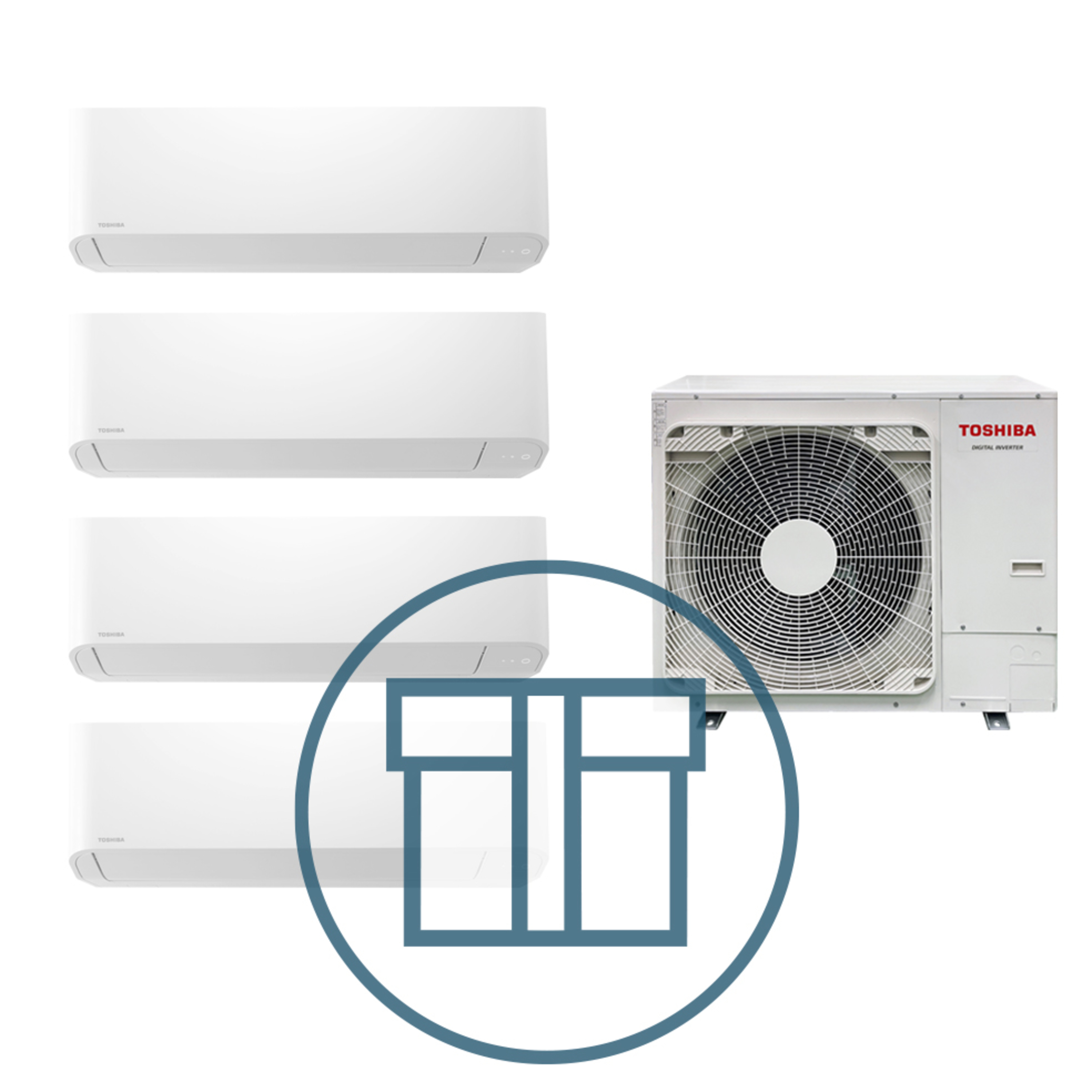 Digital Inverter BIG 2803 m/ 4 x veggmodell, systempakke luft-luft varmepumpe