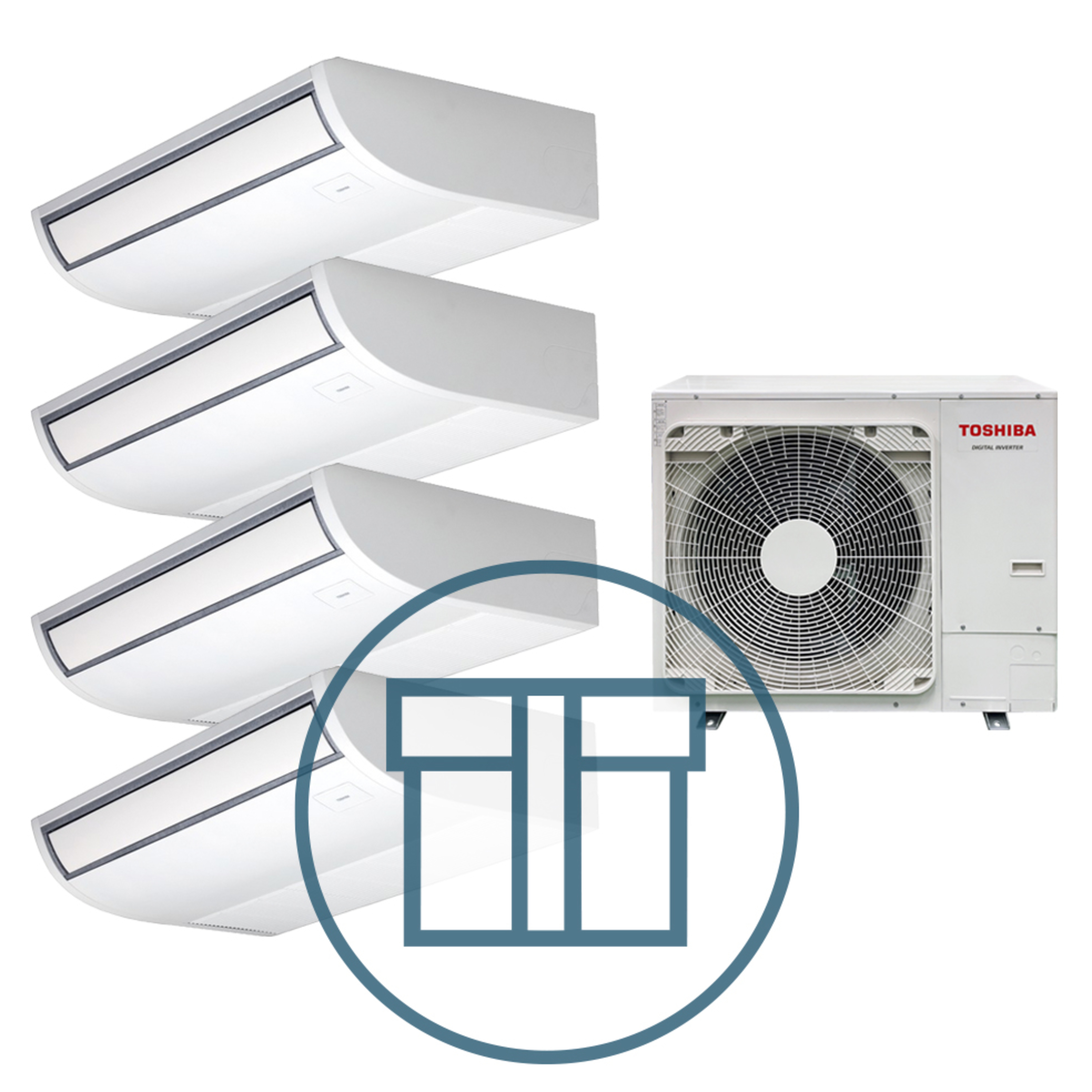 Digital Inverter BIG 2243 m/ 4 x takmodell, systempakke luft-luft varmepumpe