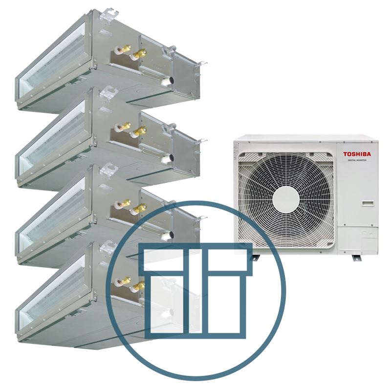 Digital Inverter BIG 2243 m/ 4 x kanalmodell, systempakke luft-luft varmepumpe