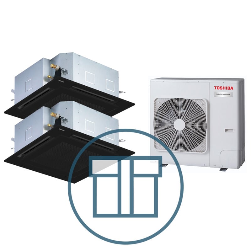 Digital Inverter 1401 m/ 2 x 4-veis takkassett, sort, systempakke luft-luft varmepumpe