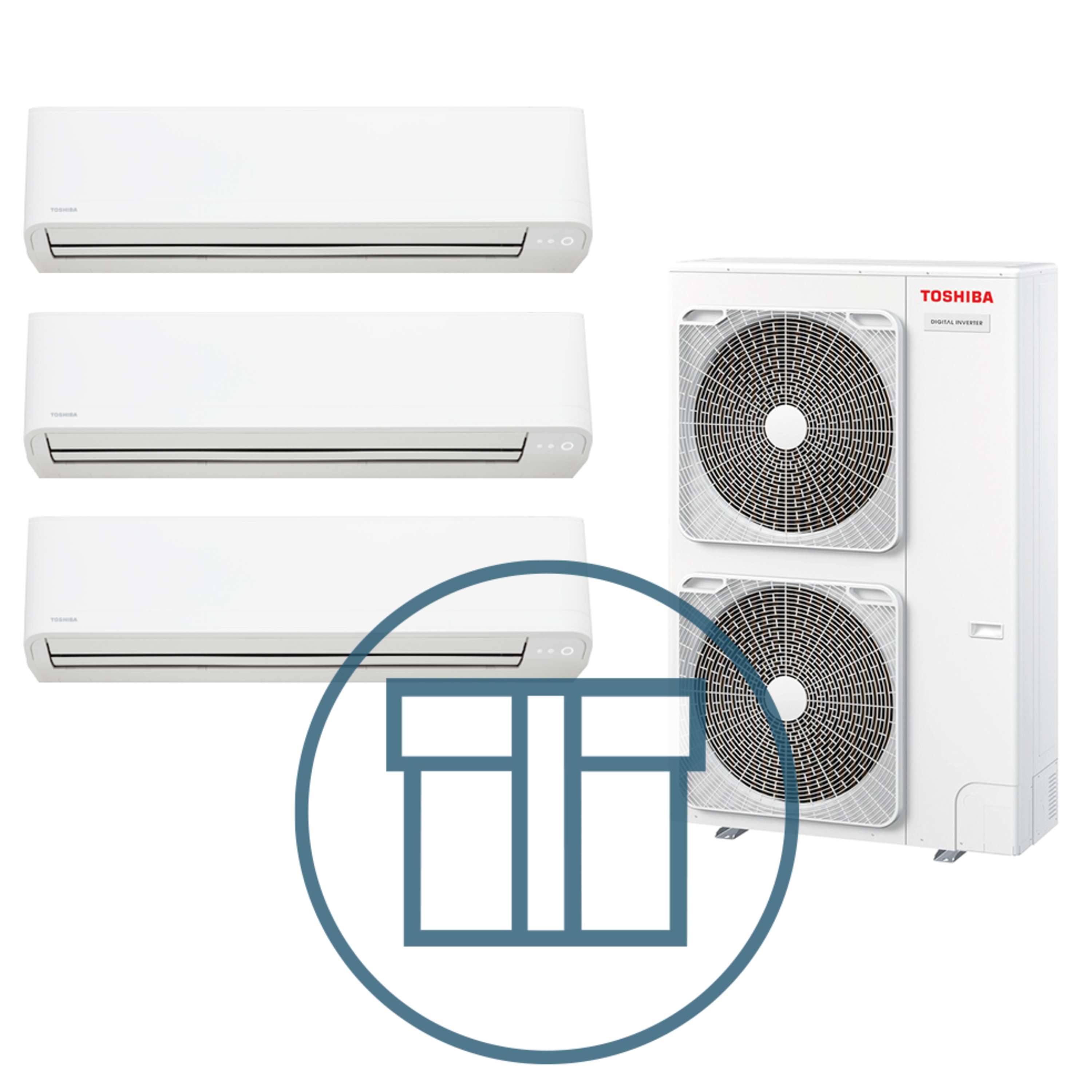 Digital Inverter 1601 m/ 3 x veggmodell, systempakke luft-luft varmepumpe