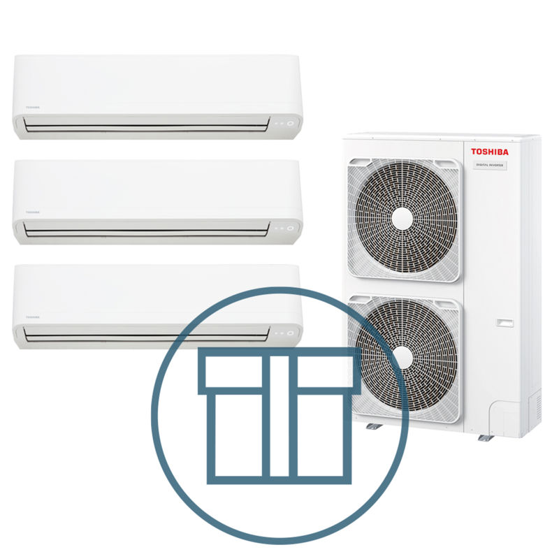 Digital Inverter 1601 m/ 3 x veggmodell, systempakke luft-luft varmepumpe