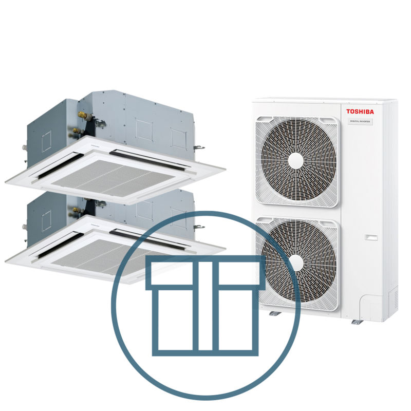 Digital Inverter 1601 m/ 2 x 4-veis takkassett, hvit, systempakke luft-luft varmepumpe