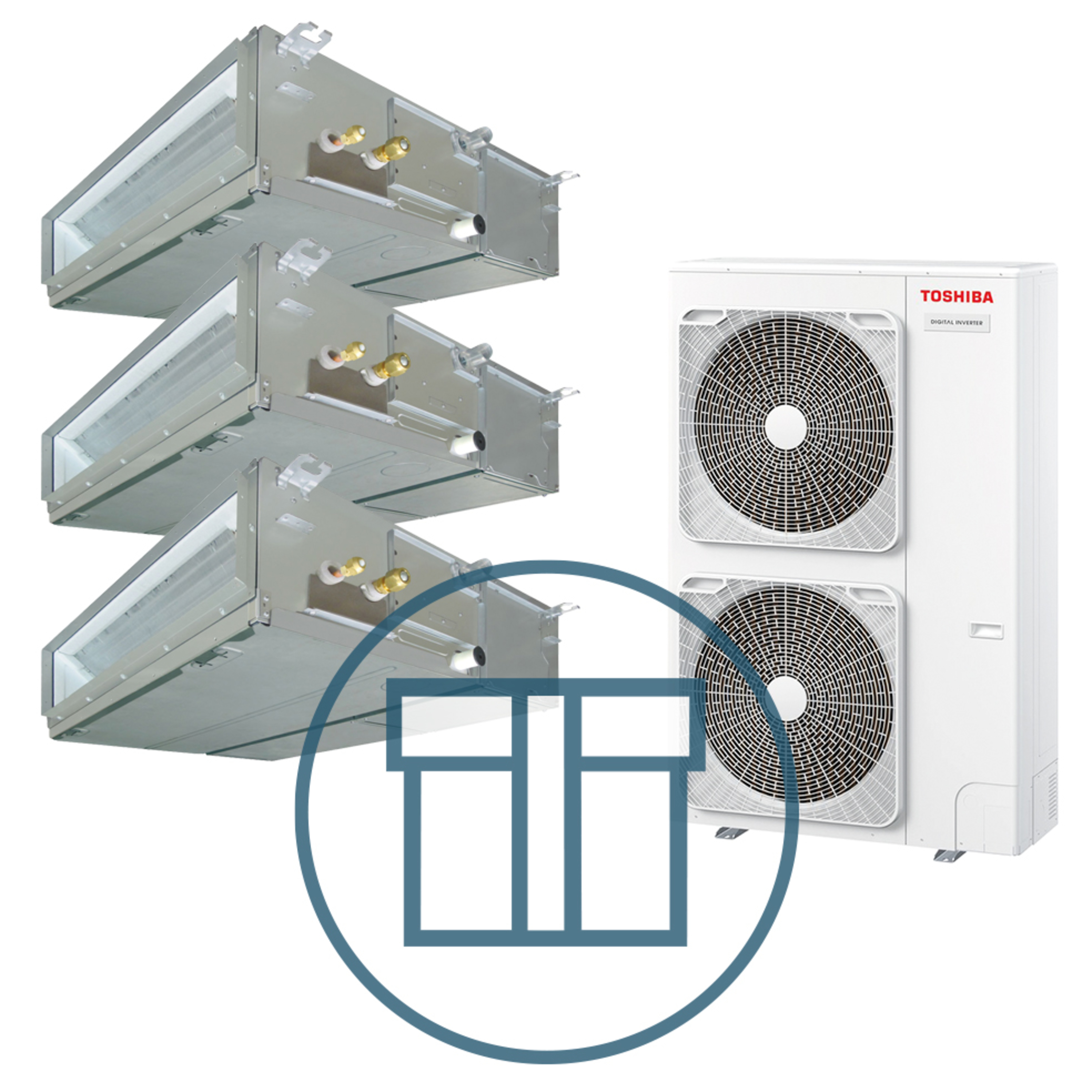 Digital Inverter 1601 m/ 3 x kanalmodell, systempakke luft-luft varmepumpe