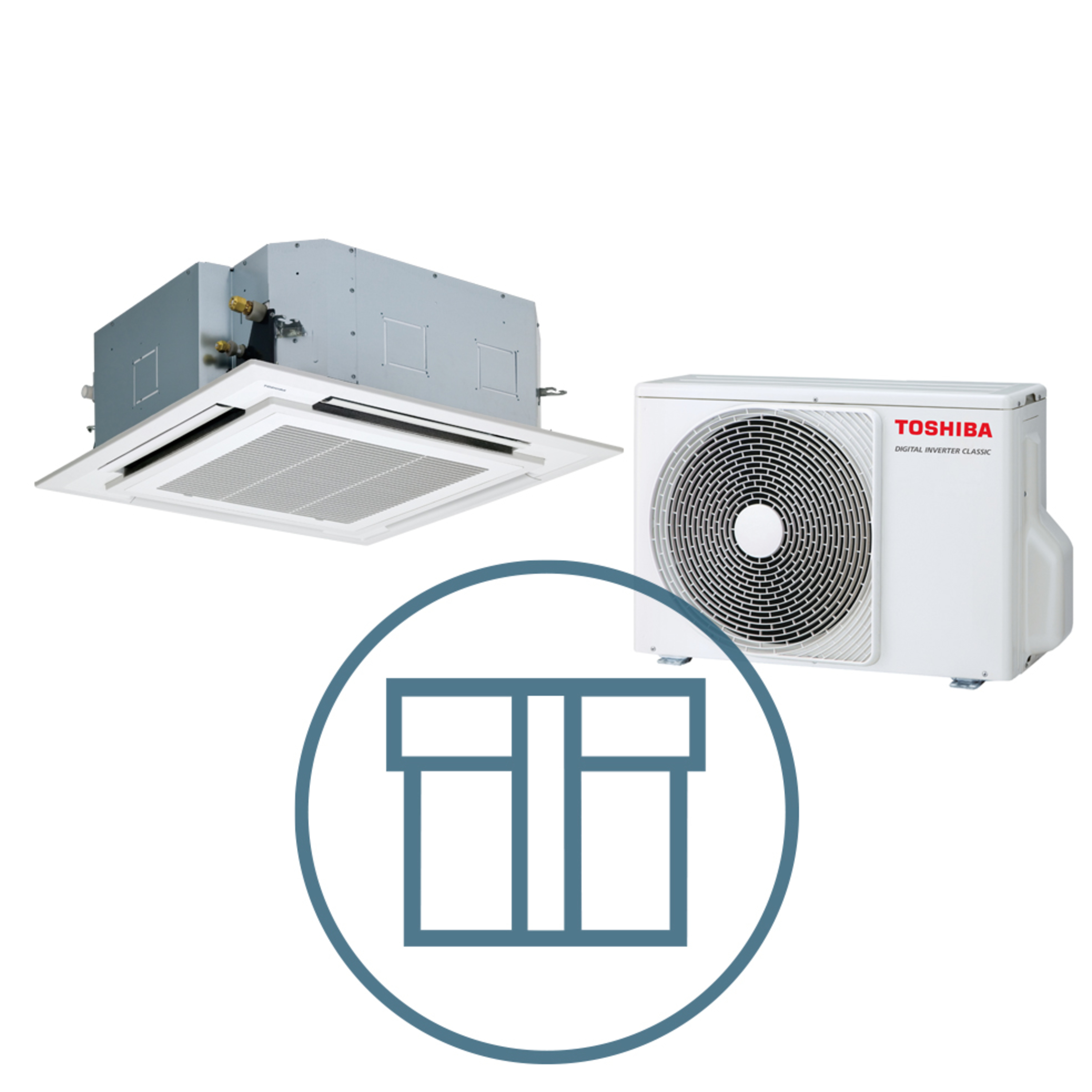 Digital Inverter Classic 801 m/ 4-veis takkassett, hvit, systempakke luft-luft varmepumpe